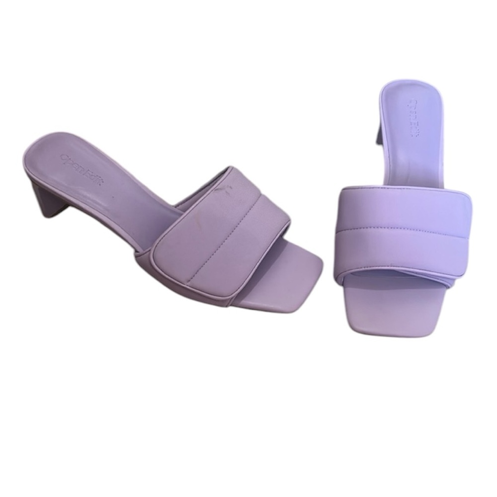 Open Edit Cava Purple Slide Sandal Heel In Purple Spray 7.5